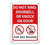 LP Lifestyle Do Not Ring Doorbell or Knock on Door Sign - Durable Weatherproof Rust-Free Waterproof PVC Door Notice Sign for Homes, Offices, Outdoor Use No.421 (A6 (105mm x 148mm) - Holes)