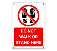 LP Lifestyle Do Not Walk or Stand Here Sign - Clear Prohibition Floor Safety Notice, Waterproof PVC Warning Sign, Easy to Install, Ideal for Workplaces No.273 (A4 (210mm x 297mm) - Holes)