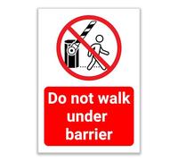LP Lifestyle Do Not Walk Under Barrier Sign - Red Prohibition Safety Notice, Waterproof PVC Sign with Symbol, Suitable for Construction Sites, Car Parks No.282 (A4 (210mm x 297mm) - No Holes)
