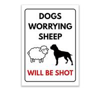 LP Lifestyle Dogs Worrying Sheep Will Be Shot Sign - Durable Weatherproof Waterproof Rust-Free PVC Warning Sign for Farm Field Livestock Safety No.475 (A4 (210mm x 297mm) - No Holes)