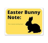 LP Lifestyle Easter Bunny Note Sign - Custom Personalised Message - Cute Yellow Easter Bunny Card for Kids, Egg Hunt, Easter Basket Fillers, Decorations No.097