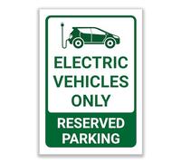 LP Lifestyle Electric Vehicles Only Reserved Parking Sign - Durable Weatherproof Rust-Free Waterproof PVC EV Parking Notice, Outdoor Car Park Sign No.376 (A4 (210mm x 297mm) - No Holes)