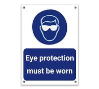 LP Lifestyle Eye Protection Must Be Worn Sign - Durable Weatherproof Rust-Free Waterproof PPE Safety Sign for Workshop Factory Industrial Use No.433 (A4 (210mm x 297mm) - Holes)