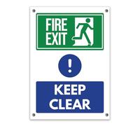 LP Lifestyle Fire Exit Keep Clear Sign Weatherproof PVC - Emergency Evacuation Safety | Rust-Free Durable Indoor Outdoor Mandatory Notice No. 548 (A4 (210mm x 297mm) - Holes)