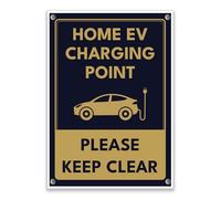 LP Lifestyle Home EV Charging Point Sign Weatherproof - Please Keep Clear | Navy & Gold PVC Parking Notice, Rust-Free, Durable Outdoor Electric Vehicle Bay No.527 (A5 (148mm x 210mm) - Holes)
