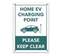 LP Lifestyle Home EV Charging Point Sign Weatherproof Please Keep Clear | Rust-Free Durable PVC Electric Vehicle Bay Marker Teal White No.528 (A5 (148mm x 210mm) - Holes)