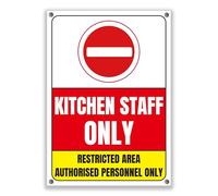 LP Lifestyle Kitchen Staff Only Sign - Weatherproof Rust-Free PVC Safety Notice, Durable Waterproof Restricted Area Warning Sign for Kitchens & Restaurant No.386 (A5 (148mm x 210mm) - Holes)