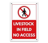 LP Lifestyle Livestock In Field No Access Sign No Entry Farm Safety Sign Durable Weatherproof Waterproof Rust-Free PVC Garden Field Warning Sign No.441 (A4 (210mm x 297mm) - Holes)