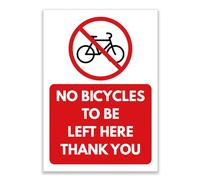 LP Lifestyle LP Lifestyle No Bicycles To Be Left Here Sign Durable Weatherproof Waterproof Rust-Free PVC No Bike Parking Sign Outdoor Wall Gate Notice No.443 (A4 (210mm x 297mm) - No Holes)