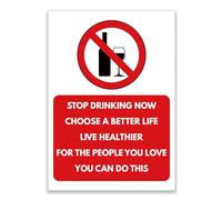 LP Lifestyle No Drinking Sign Stop Drinking Now Motivational Sign Durable Weatherproof Waterproof Rust-Free PVC Alcohol Free Notice Sign No.446 (A4 (210mm x 297mm) - No Holes)