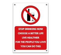LP Lifestyle No Drinking Sign Stop Drinking Now Motivational Sign Durable Weatherproof Waterproof Rust-Free PVC Alcohol Free Notice Sign No.446 (A4 (210mm x 297mm) - Holes)