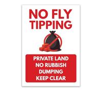 LP Lifestyle No Fly Tipping Sign Weatherproof PVC - Private Land No Rubbish Dumping Keep Clear | Rust-Free, Durable Outdoor Warning Notice No. 521 (A4 (210mm x 297mm) - No Holes)