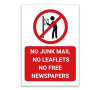 LP Lifestyle No Junk Mail No Leaflets No Free Newspapers Sign - Durable Weatherproof Waterproof Rust-Free PVC Door Letterbox Sign No Flyers Notice No.477 (A5 (148mm x 210mm) - No Holes)