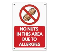 LP Lifestyle No Nuts In This Area Due To Allergies Sign - Weatherproof Rust-Free Durable PVC Allergy Warning Notice for Schools Offices Nurseries Cafes Use No. 544 (A4 (210mm x 297mm) - Holes)
