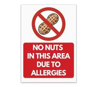 LP Lifestyle No Nuts In This Area Due To Allergies Sign - Weatherproof Rust-Free Durable PVC Allergy Warning Notice for Schools Offices Nurseries Cafes Use No. 544 (A4 (210mm x 297mm) - No Holes)