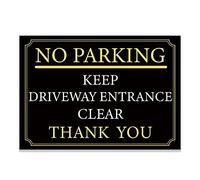 LP Lifestyle NO PARKING/KEEP DRIVEWAY ENTRANCE CLEAR Sign, Black & Gold, Rust-Proof Weatherproof PVC for Outdoor Use, Multiple Sizes, With or Without Pre-Drilled Holes - No. 016 (A4 - No Holes)