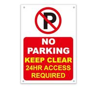 LP Lifestyle No Parking Sign - Keep Clear 24 Hour Access Required, Durable Weatherproof Outdoor Warning Sign for Driveway, Garage, or Business Premises No.002 (Red, A6 (105mm x 148mm) - Holes)