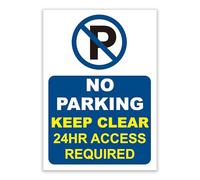 LP Lifestyle No Parking Sign - Keep Clear 24 Hour Access Required, Durable Weatherproof Outdoor Warning Sign for Driveway, Garage, or Business Premises No.002 (Blue, A6 (105mm x 148mm) - No Holes)