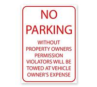 LP Lifestyle 'NO PARKING, violators will be towed' White and Red Warning Sign. Tough, Durable And Rust-Proof Weatherproof PVC Sign For Outdoor Use, 297MM X 210MM. NO 035