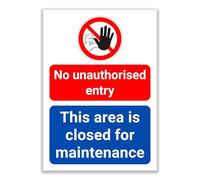 LP Lifestyle No Unauthorised Entry Sign - Area Closed for Maintenance Safety Notice, Waterproof PVC Prohibition Sign with Symbol, Suitable for Construction Sites No.283 (A4 (210mm x 297mm) - No Holes)