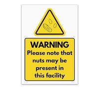 LP Lifestyle Nuts May Be Present Warning Sign Durable Weatherproof Rust-Free Waterproof PVC Allergy Allergen Notice for Cafes Restaurants Kitchens No. 568 (A4 (210mm x 297mm) - Holes)
