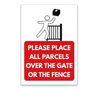 LP Lifestyle Place Parcels Over Gate or Fence Sign - Durable Waterproof Weatherproof Rust-Free PVC Sign, Delivery Instruction Sign for Home Garden No.461 (A4 (210mm x 297mm) - No Holes)