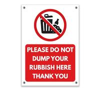 LP Lifestyle Please Do Not Dump Your Rubbish Here Sign - Durable Weatherproof Rust-Free Waterproof PVC Warning Sign for Gardens, Land, Outdoor Use No.417 (A4 (210mm x 297mm) - Holes)