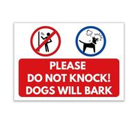 LP Lifestyle Please Do Not Knock Sign Dogs Will Bark Durable Weatherproof Rust-Free Waterproof PVC Door Gate Warning Notice Home Security Sign No.494 (A4 (210mm x 297mm) - No Holes)