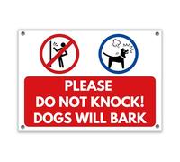 LP Lifestyle Please Do Not Knock Sign Dogs Will Bark Durable Weatherproof Rust-Free Waterproof PVC Door Gate Warning Notice Home Security Sign No.494 (A4 (210mm x 297mm) - Holes)