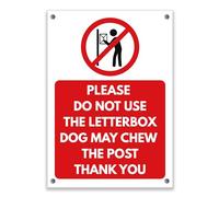 LP Lifestyle Please Do Not Use Letterbox Dog May Chew Post Sign with Icon - Durable Weatherproof Rust-Free Waterproof PVC Delivery Warning Sign No.429 (A4 (210mm x 297mm) - Holes)
