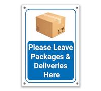 LP Lifestyle Please Leave Packages & Deliveries Here Sign - Durable Weatherproof Rust-Free PVC Delivery Notice for Outdoor Use at Homes, Offices & Businesses No.380 (A3 (297mm x 420mm) - Holes)