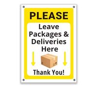 LP Lifestyle Please Leave Packages & Deliveries Here Sign - Durable Weatherproof Rust-Free PVC Delivery Notice for Outdoor Use, High Visibility Polite Sign No.381 (A4 (210mm x 297mm) - Holes)
