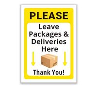 LP Lifestyle Please Leave Packages & Deliveries Here Sign - Durable Weatherproof Rust-Free PVC Delivery Notice for Outdoor Use, High Visibility Polite Sign No.381 (A6 (105mm x 148mm) - No Holes)