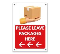 LP Lifestyle Please Leave Packages Here Left Arrow Sign - Durable Waterproof Weatherproof Rust-Free PVC Sign, Delivery Instruction Sign for Door Porch No.465 (A4 (210mm x 297mm) - Holes)