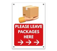 LP Lifestyle Please Leave Packages Here Right Arrow Sign - Durable Weatherproof Waterproof Rust-Free PVC Delivery Instruction Sign for Home Porch Door No.466 (A4 (210mm x 297mm) - Holes)