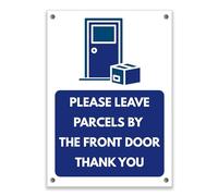 LP Lifestyle Please Leave Parcels by the Front Door Sign - Durable Weatherproof Waterproof Rust-Free PVC Delivery Instruction Sign for Home Porch No.467 (A6 (105mm x 148mm) - Holes)