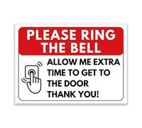 LP Lifestyle Please Ring the Bell Sign - Durable Weatherproof Waterproof Rust-Free PVC Door Notice, Allow Extra Time to Answer Door Delivery Sign No.469 (A5 (148mm x 210mm) - No Holes)