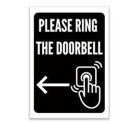 LP Lifestyle Please Ring the Doorbell Sign Left Arrow Durable Weatherproof Rust-Free Waterproof PVC Door Entrance Direction Notice Home Business Sign No.496 (A5 (148mm x 210mm) - No Holes)