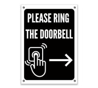 LP Lifestyle Please Ring the Doorbell Sign Right Arrow Durable Weatherproof Rust-Free Waterproof PVC Door Entrance Direction Notice Home Business Sign No.497 (A6 (105mm x 148mm) - Holes)