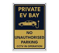 LP Lifestyle Private EV Bay No Unauthorised Parking Sign Navy Gold | Weatherproof Rust-Free PVC | CCTV In Operation | A3 A4 A5 | With & Without Holes No.530 (A4 (210mm x 297mm) - Holes)