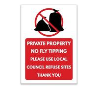 LP Lifestyle Private Property No Fly Tipping Sign - Durable Weatherproof Waterproof Rust-Free PVC Illegal Dumping Notice Use Council Refuse Sites No.522 (A4 (210mm x 297mm) - No Holes)