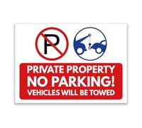 LP Lifestyle Private Property No Parking Vehicles Will Be Towed Sign - Durable Weatherproof Waterproof Rust-Free PVC Car Park Access Notice No.526 (A4 (210mm x 297mm) - Holes)