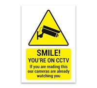 LP Lifestyle Small Smile You’re on CCTV Warning Sign - Weatherproof Rust-Free PVC Security Notice, Durable Waterproof Outdoor Sign, A6 Compact Size No. 010 (A6 (105mm x 148mm) - No Holes)