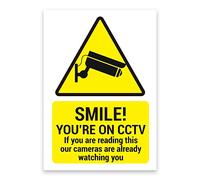 LP Lifestyle Smile You’re on CCTV Warning Sign - Weatherproof Rust-Free PVC Security Notice, Durable Waterproof Outdoor Sign with Camera Symbol A5 A4 A3 Portrait No.010 (A5 (148mm x 210mm) - No Holes)