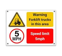 LP Lifestyle Warning Forklift Trucks in This Area Sign - Rust-Free Waterproof & Weatherproof PVC Safety Sign with 5mph Speed Limit for Warehouse & Industrial Use No.320 (A3 (297mm x 420mm) - Holes)