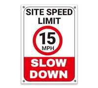 LP Lifestyle Weatherproof 15 MPH Site Speed Limit Sign - Slow Down Warning, Durable Rust-Free PVC Outdoor Traffic Safety Sign for Worksites & Private Roads No.400 (A4 (210mm x 297mm) - Holes)