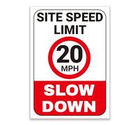LP Lifestyle Weatherproof 20 MPH Site Speed Limit Sign - Slow Down Warning, Durable Rust-Free PVC Outdoor Traffic Safety Sign for Worksites & Private Roads No.401 (A4 (210mm x 297mm) - No Holes)