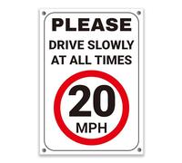LP Lifestyle Weatherproof 20 MPH Speed Limit Sign - Please Drive Slowly at All Times, Durable Rust-Free PVC Outdoor Traffic Safety Sign for Private Roads & Sites No.397 (A4 (210mm x 297mm) - Holes)