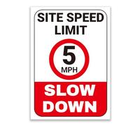 LP Lifestyle Weatherproof 5 MPH Site Speed Limit Sign - Slow Down Warning, Durable Rust-Free PVC Outdoor Traffic Safety Sign for Worksites & Private Roads No.398 (A3 (297mm x 420mm) - No Holes)