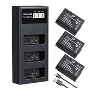 LP LP-E10 Battery Charger Pack, 3-Pack 1600mAh Replacement Battery, Triple Slot Charger, USB Battery Charger for Canon EOS Rebel T7, T6, T5, T3, T100, 4000D, 3000D, 2000D, 1500D, 1300D & More